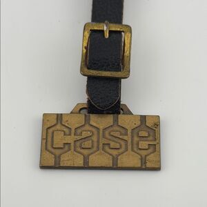 Vintage Brass Case Fob Watch with Black Leather Strap